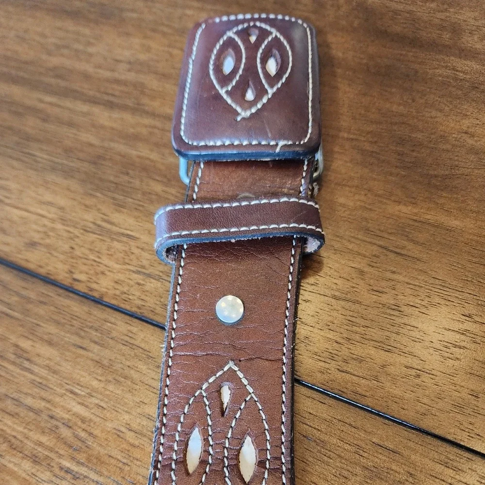 Orona 3D Belt Co 44 Western Arrow Embroidered Canvas Leather Belt Mexico. Rodeo